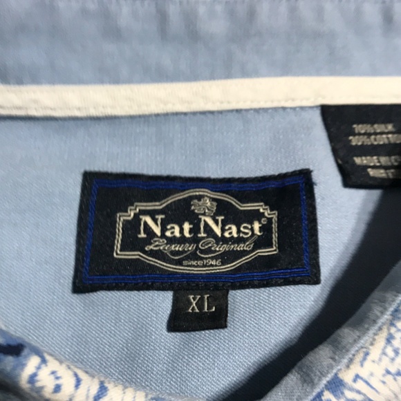 Lot of 2 Aloha Hawaiian Shirts Tommy Bahama & Nat Nast Mens XL Blue Gray White - Picture 5 of 13